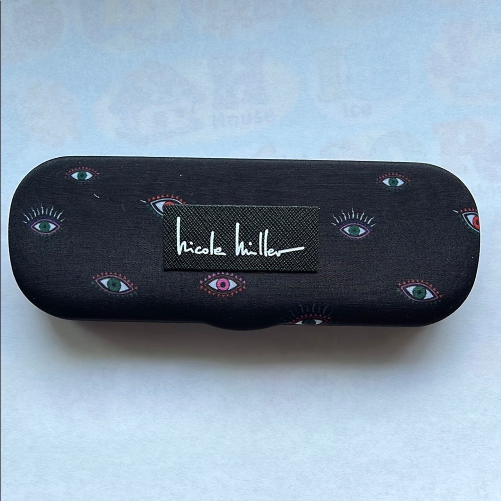 Nicole Miller Black Glasses Hard Case Eye Design Readers Replacement
